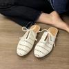 Sheepskin Version Design Sense Woven Hollow Breathable Bag Head Half Slippers Women's Wear Bow Casual Flat Bottom Sandals