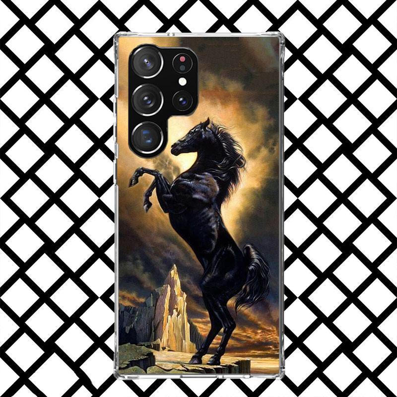 Black Horse Galloping Phone Case for Samsung Galaxy S26 S25 Edge S24 S23 Ultra S22 Plus S21 FE S20 + Soft Cover Print Fundas Gal