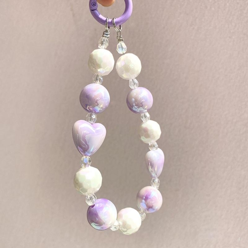 Handmade Beaded Phone Chain Elegant Crystal Wristlet, Fashionable Wrist Lanyard Accessories Suitable for Smartphone Bags