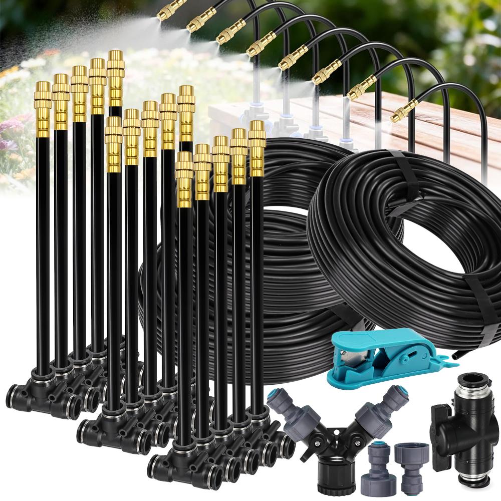 360° Free-bend Misting Nozzle 5-30m 1/4" 4/6mm Garden Misting Cooling System Adjustable Atomizer Sprayer Outdoor Watering Kits