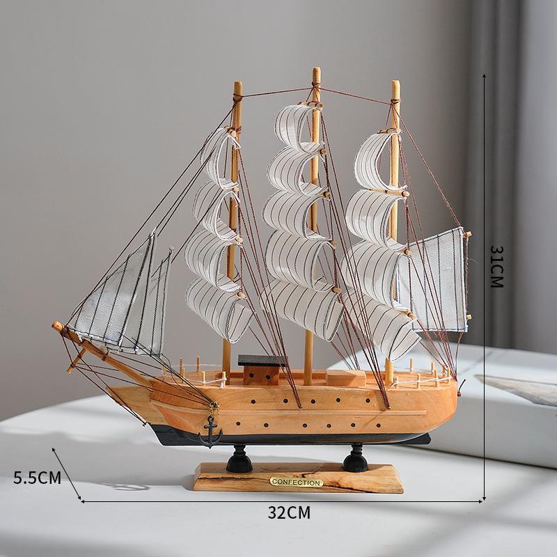 Porzellan Segelschiff Modell im mediterranen Stil - Kreative Holz Heimdeko Ornamente