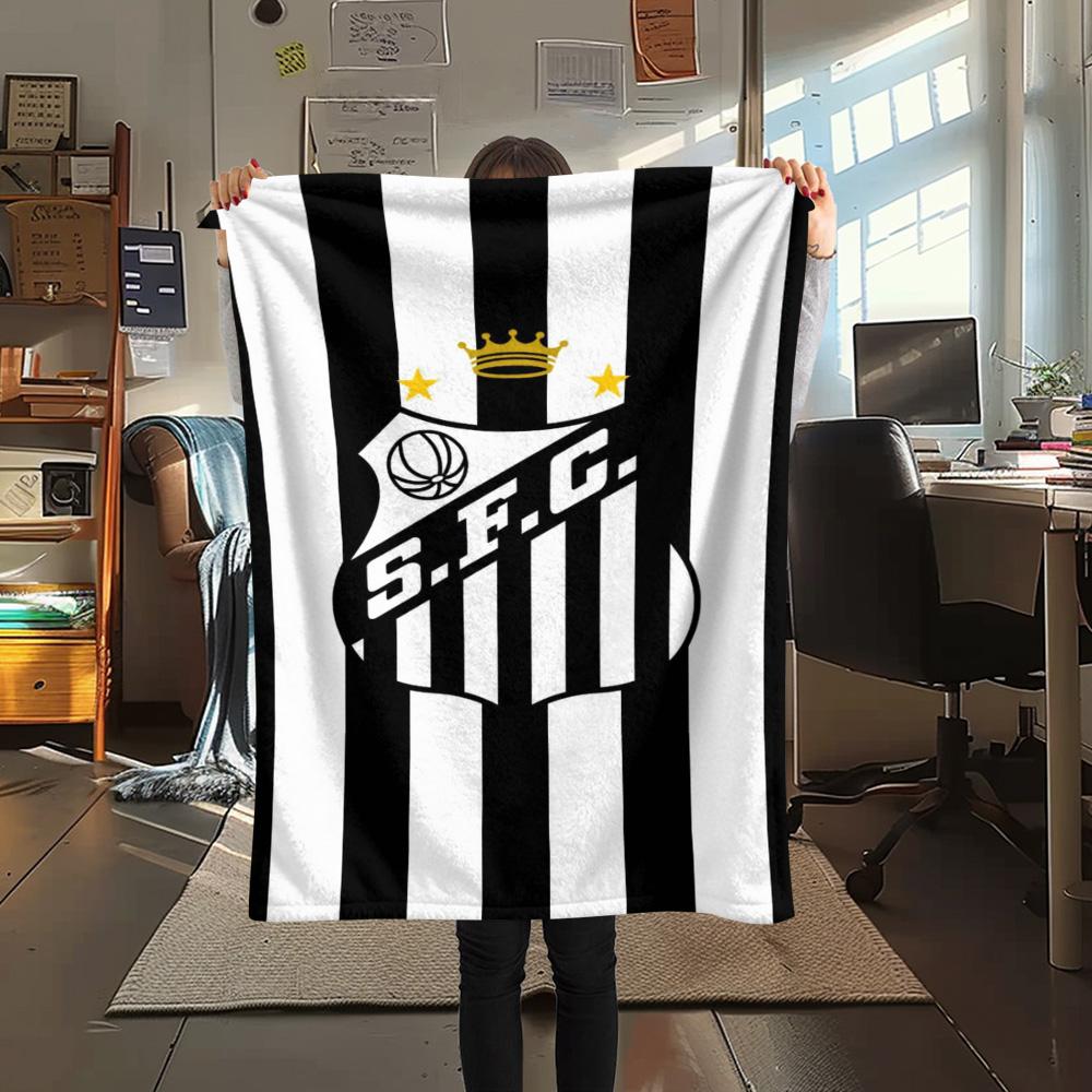 1Pc Santos FC Print Flannel Blanket High Quality Warm Comfortable Cover for All Seasons Perfect for Gifts Home Decor