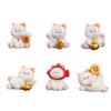 6/12pcs New Chinese Cartoon Maneki Neko Ornaments Animal Figurine Lucky Cat Model Good Luck Wealth Home Desktop Car Decoration