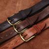 Pásek Pánský Zesílený Italská První Vrstva Hovězí Kůže Spona s Kolíčkem Retro Retro Styl Osobnost Trendy Džínový Pásek Pánský