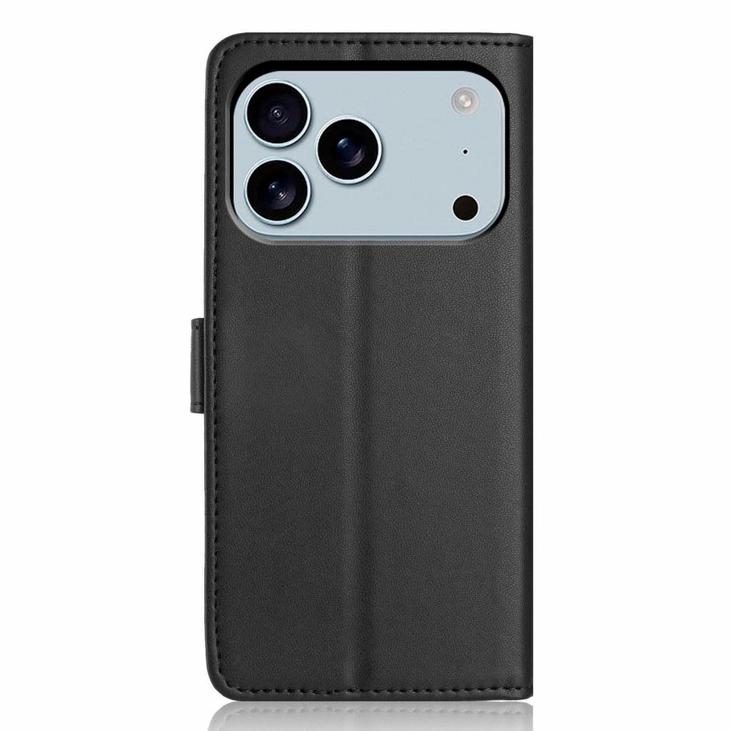 For iPhone 17 Pro Max Wallet Case with Strap/Multiple Card Slots Solid Color Leather Stand Phone Cover