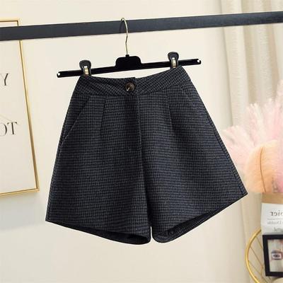 Women's High Waisted Houndstooth Shorts Wool Blend Casual Winter Shorts