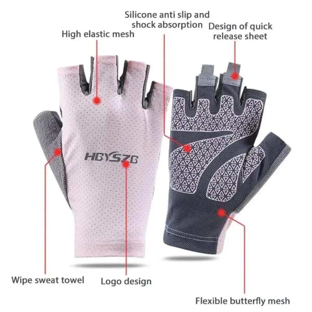 Summer Cycling Gloves Fingerless Fitness Fishing Women Men Spring Gym Breathable Non-slip Yoga Elastic Sport Bicycle Gloves