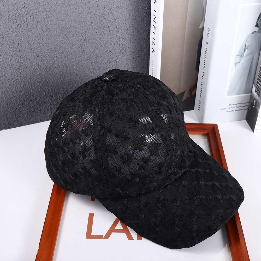 Atmungsaktiv Verstellbar Damen Outdoor Koreanischer Hip Hop Netzmütze Schirmmütze Spitze Blume Baseballkappe