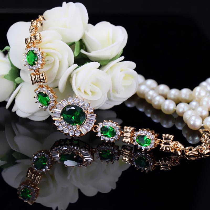 Jewelry, Eco-Friendly Copper Electroplated Real Gold Zircon Bracelet.