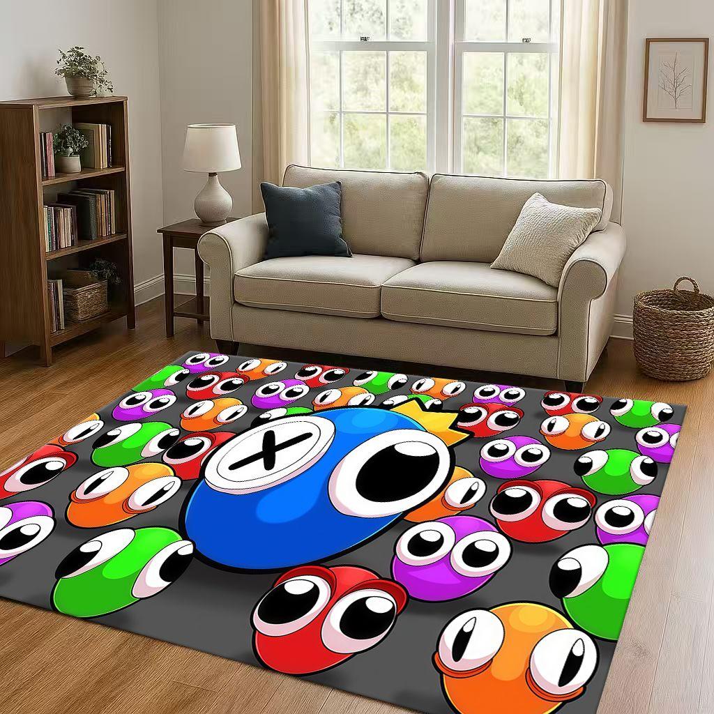 HD R-Rainbow Friends Game Cartoon Living Room Non-Slip Area Rug Carpet for Bedroom Playroom Sofa,Easy Clean Home Decor Doormat