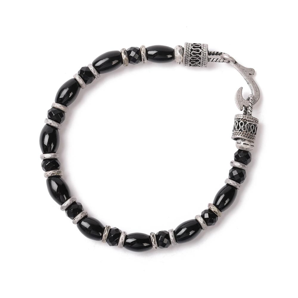 Qoocobb Oval Onyx & Rondelle Onyx Mix Gemstone Bracelet Gemstone Classic-32