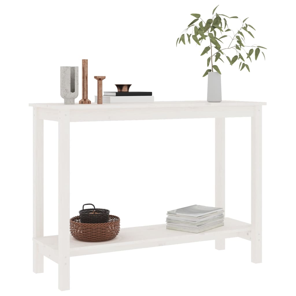 Console Table White 110x40x80 cm Solid Pine Wood