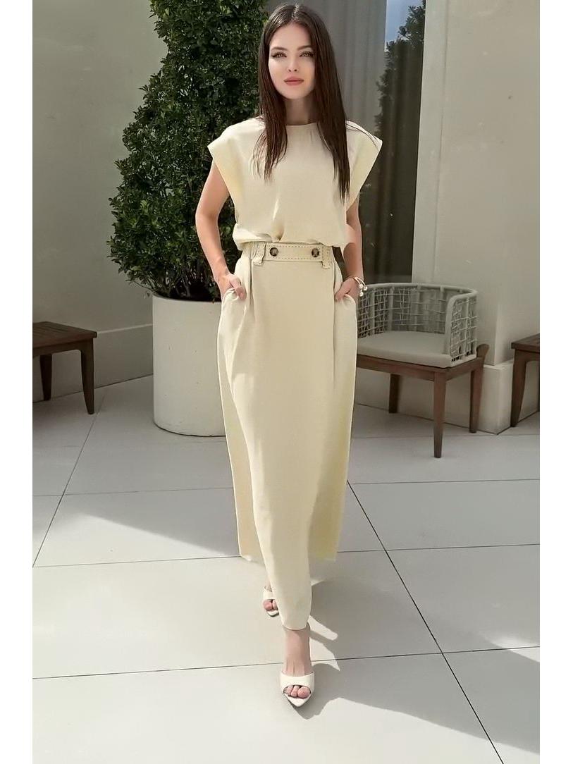 

2025 Summer French Fashion Socialite Short Sleeve Dress L жёлтый