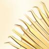 New Stainless Steel Lash Extension Tweezers Anti-Slip Gold Curved Tip Tweezers Straight Tweezers Makeup Accessories