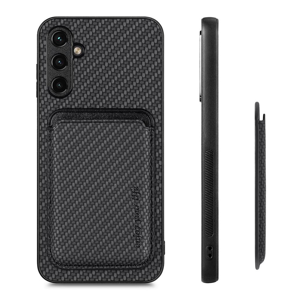 Für Samsung Galaxy A54 5G Abnehmbare 2-in-1 Magnetische Kartenhalter Handyhülle Kohlefasertextur Schutzhülle