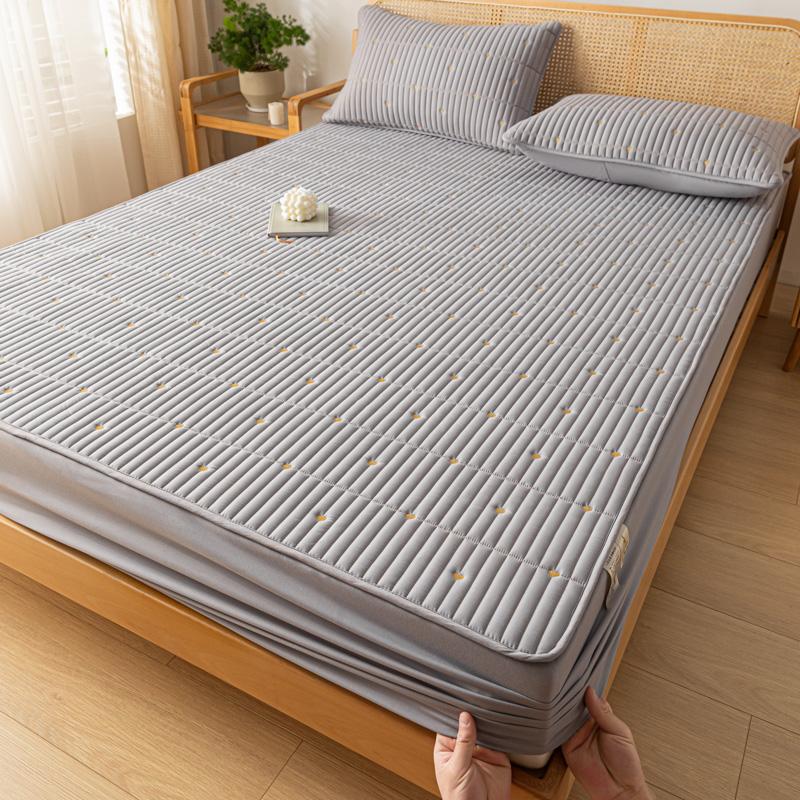 1pc Thicken Quilted Fitted Sheet For Double Bed Solid Color Cotton Anti-mite Bed Cover Fundas De Colchón King Mattress Cover180