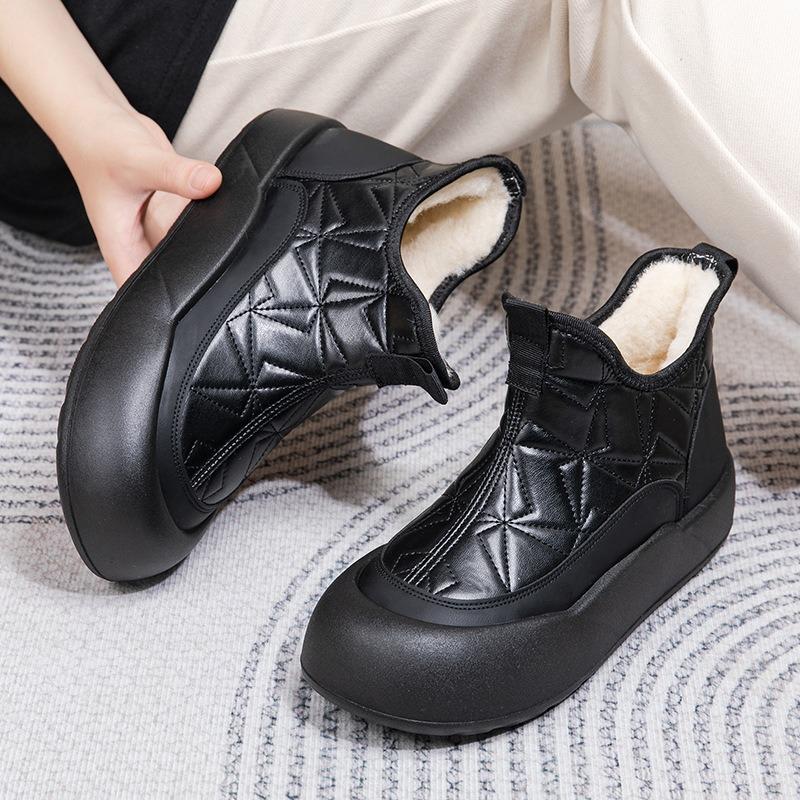 Damskie zimowe buty w stylu pekińskim, pluszowo wyściełane, antypoślizgowe śniegowce, ciepłe botki do kostki z antypoślizgową podeszwą, wygodne dla kobiet