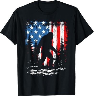 Patriotic Bigfoot Sasquatch 4th Of July USA American Flag Gift Unisex T-Shirt