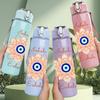 1PC Evil Eye Lotus Flower 750ml Color Plastic Sports Water Bottle Leakproof Flip Straw Lid Suitable for Sports Office Home Use