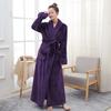 Winter Thick Nightgown Women's Solid Terry Long Sleeve Ladies Bathrobe Pockets Warm Flannel V Neck Loose Bath Robes for Couple