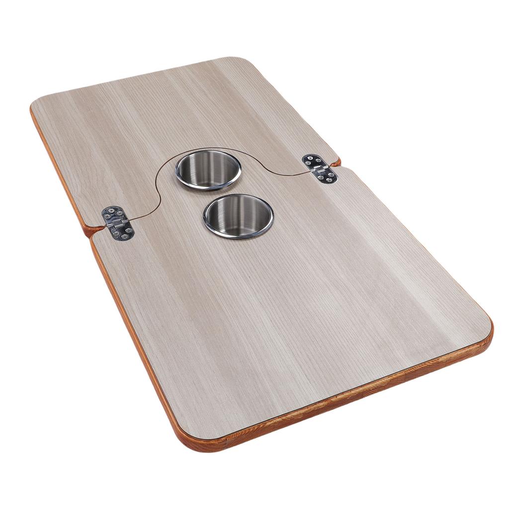 RV Tabletop 29.53x15.35in Solid Wood Folding Desktop Panel with 2 Stainless Steel Cup Holder for Trailer Motorhome