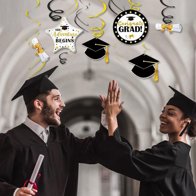Graduation season spiral pendant PVC pendant graduation party decoration supplies classroom decoration site layout