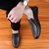 Men's Soft Moccasins Driving Shoes Casual Loafers Retro Handmade Slip on Black Wide Shoes for Father Large Size