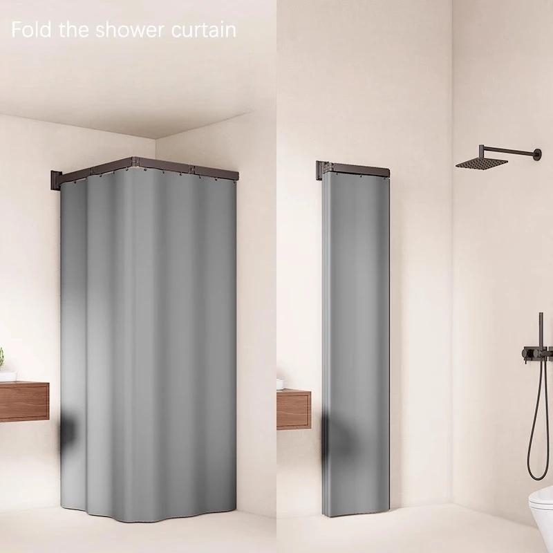 Водонепроницаемая Безсверления Душевая Штанга Дугообразная Z-образная Нержавеющая Сталь Выдвижная Направляющая Штанга Белая/черная Телескопическая Штанга 100x180cm