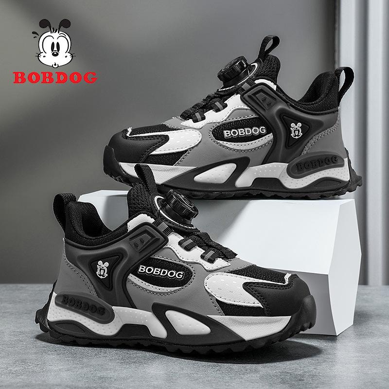 Babu Bean Children's Classmate 2025 Autumn Leather Surface Waterproof Rotating Button Boys Sneakers Children's Running Shoes Tide