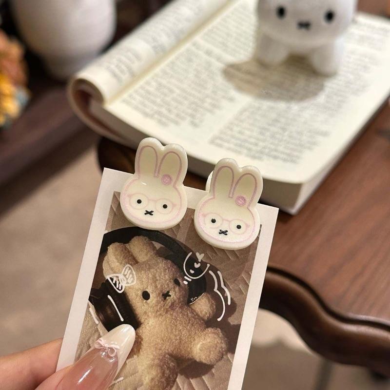 Vintage Kawaii Miffy 3D Acrylic Clips Cute Cartoon Bunny Mini Hair Clips Set Sweet Aesthetic Hair Accessories for Women  Girls