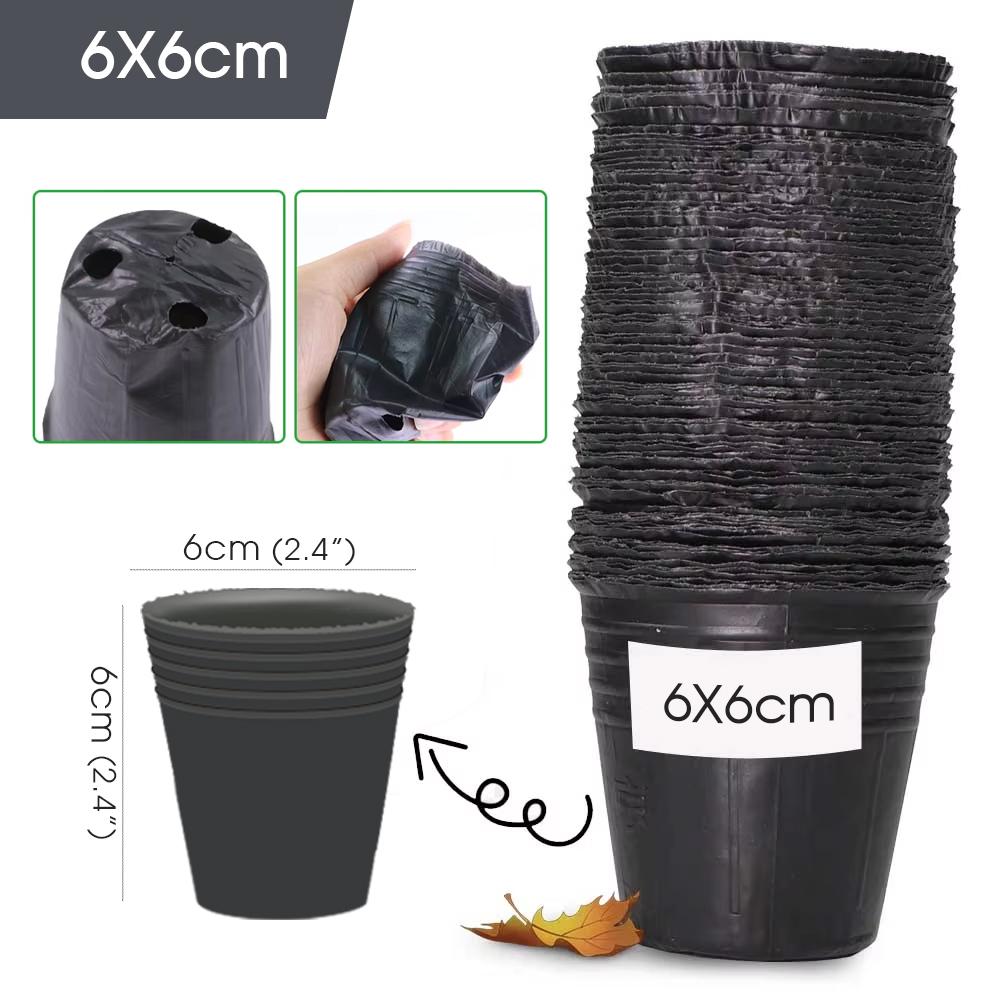 

50pcs Garden Black Soft Plastic Seedling Bag Plant Nursery Pots Thickened Seed Starting Pot Flower Vegetable Independent Box 50 pcs