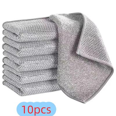 Silver Wire Dish Cloth Steel Wire Cloth Steel Wire Ball Kitchen Supplies Not Easy To Get Oil Cleaning Dish Towel Thick Scouring Pad