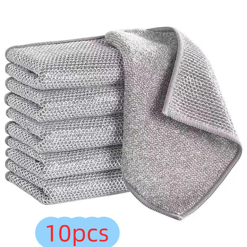 

Silver wire dish cloth steel wire cloth steel wire ball kitchen supplies not easy to get oil cleaning dish towel thick scouring pad 20x20Three-layre