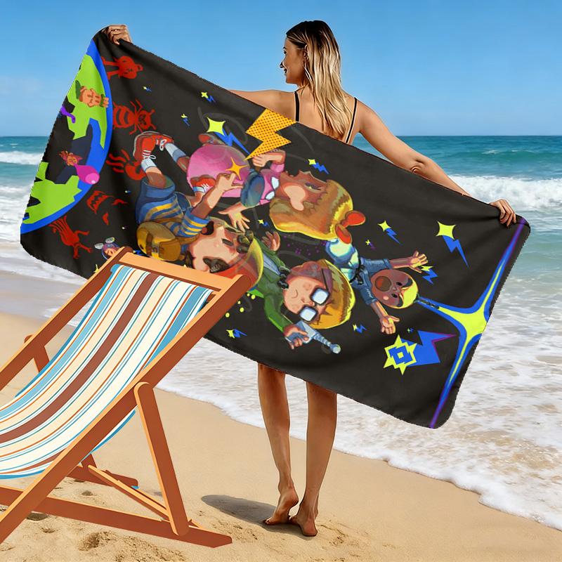 Retro Video Game Characters 2D Flat Print Beach Towel, Large Soft Quick Dry Towel for Beach Camping SwimmingXSTJ0915325