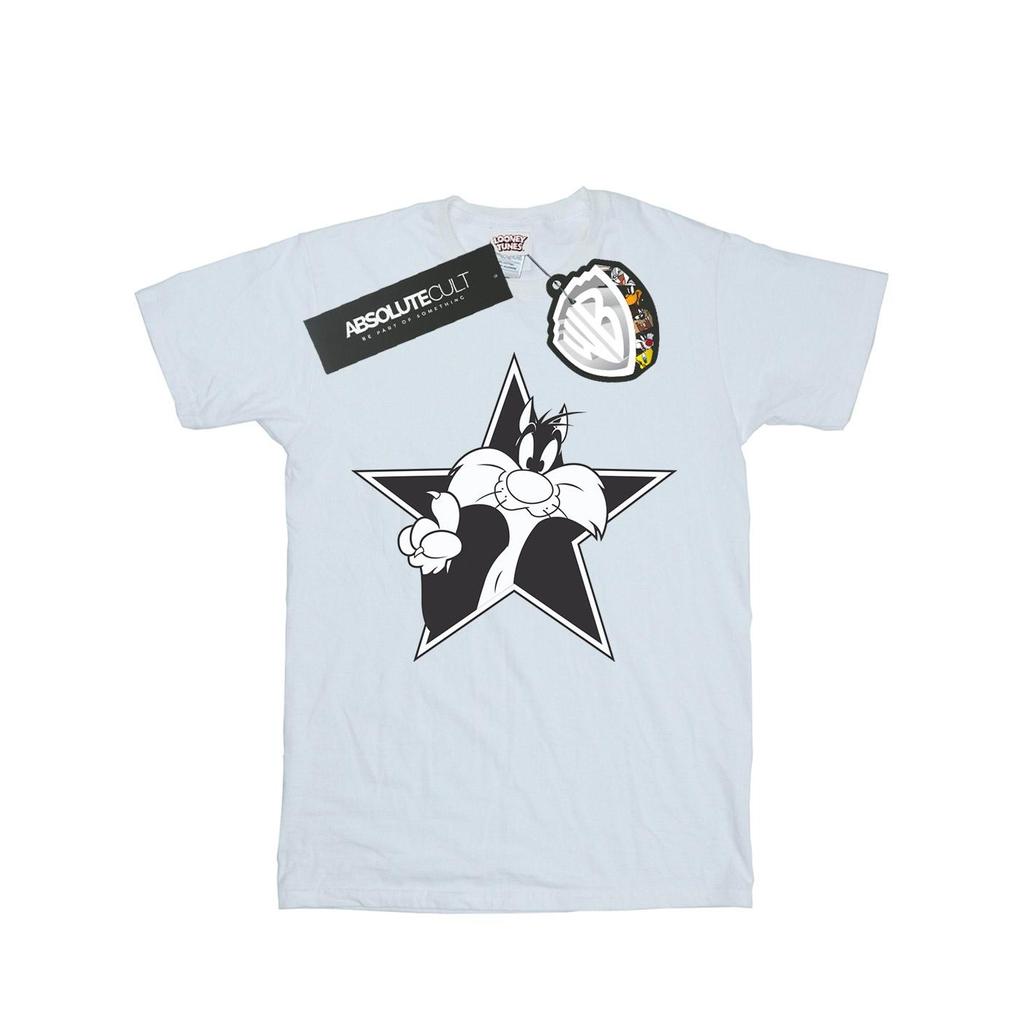 Looney Tunes Mens Sylvester Mono Star T-Shirt