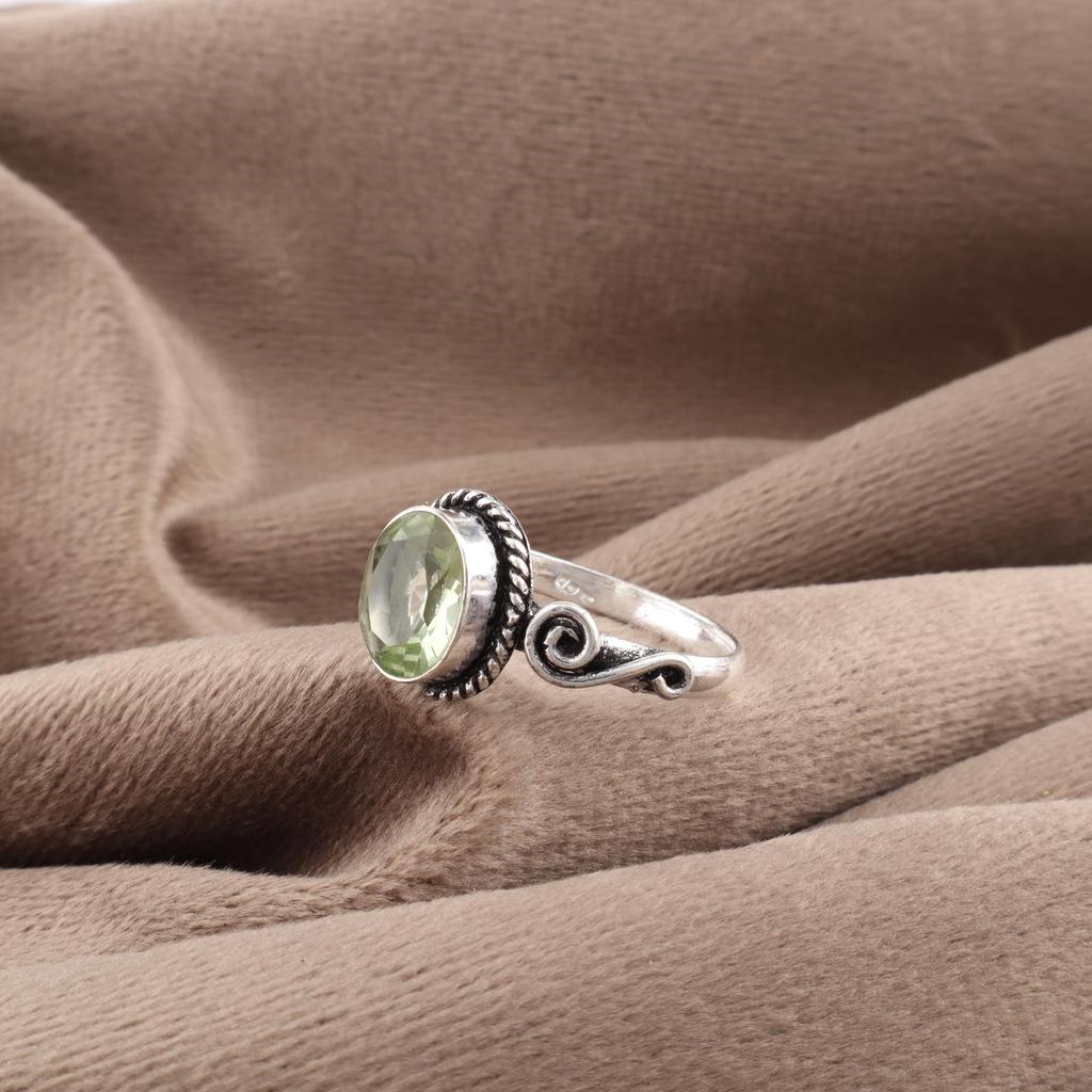 Green Amethyst Jewelry 925 Sterling Silver Ring, Gemstone Ring Jewelry, Healing Handmade Jewelry Gift For Mom
