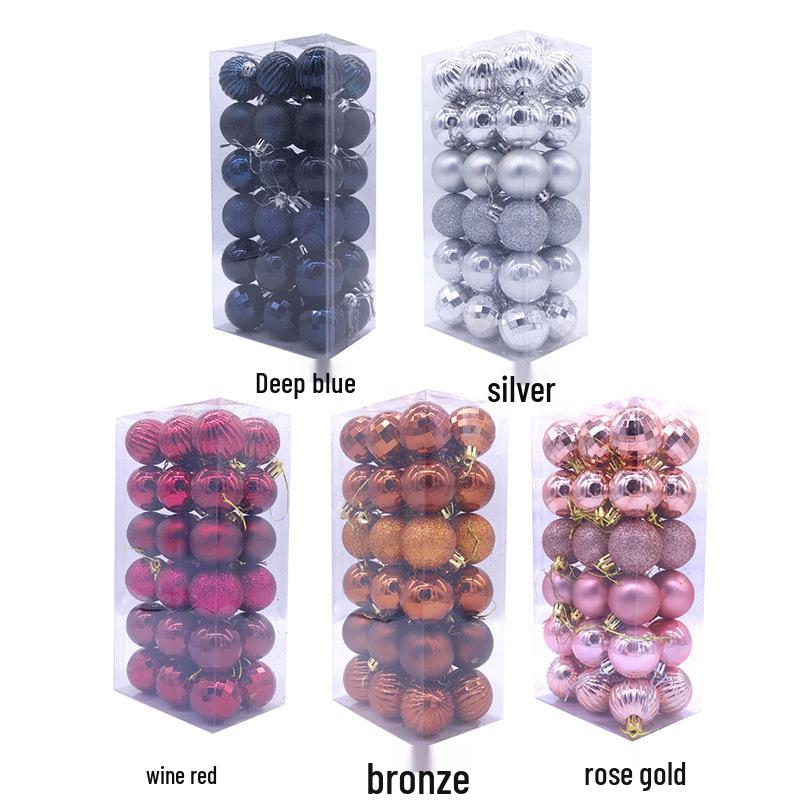 4CM Christmas Irregular Ball Set - 36 Electroplated Ornaments for Tree Decoration