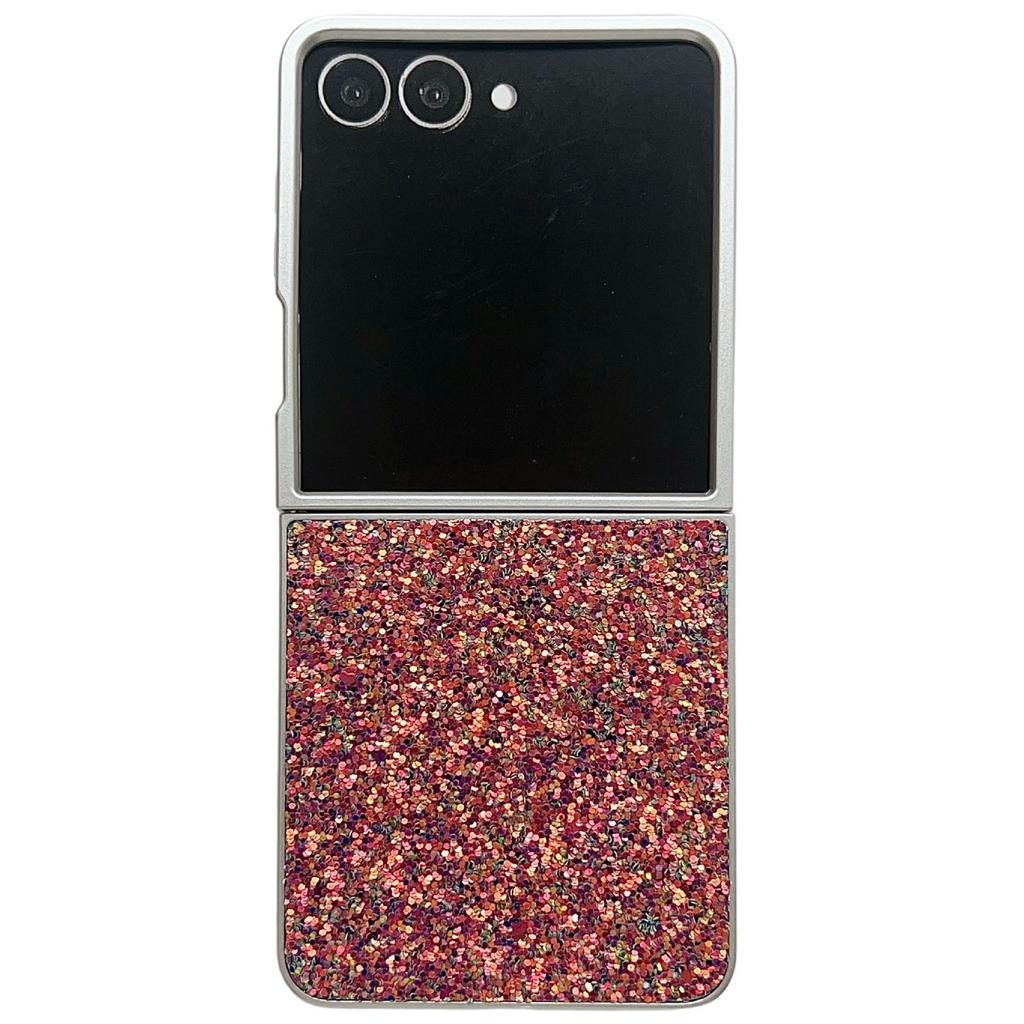 For Samsung Galaxy Z Flip7 5G Case Rubberized Silver Edge Phantom Glitter Hard PC Phone Cover