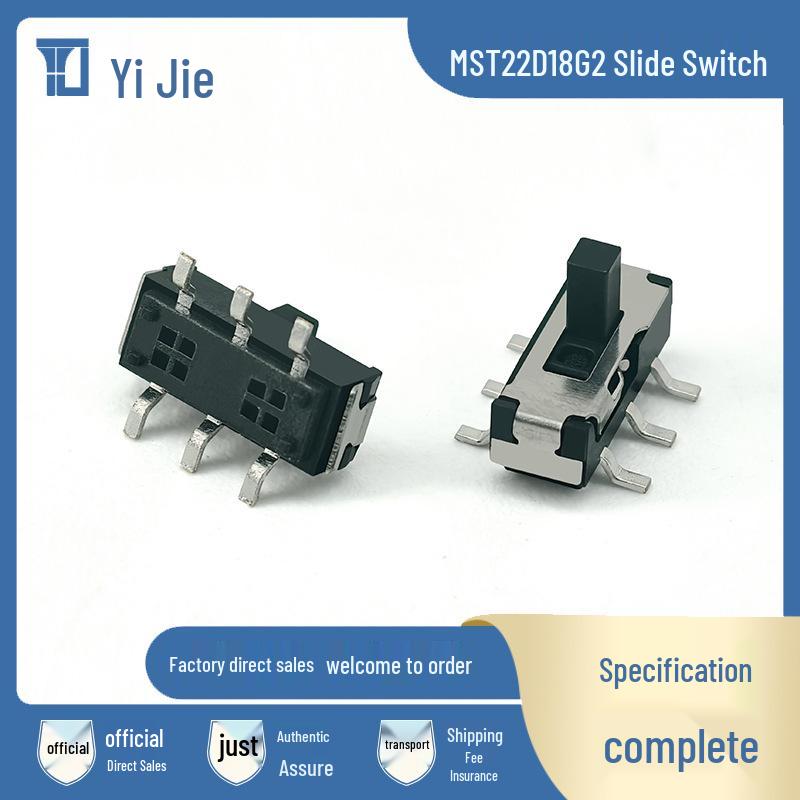 Rocker Double-row Vertical Switch, MST-22D18G2, SMD, Six-pin, Two-position, Temperature-resistant
