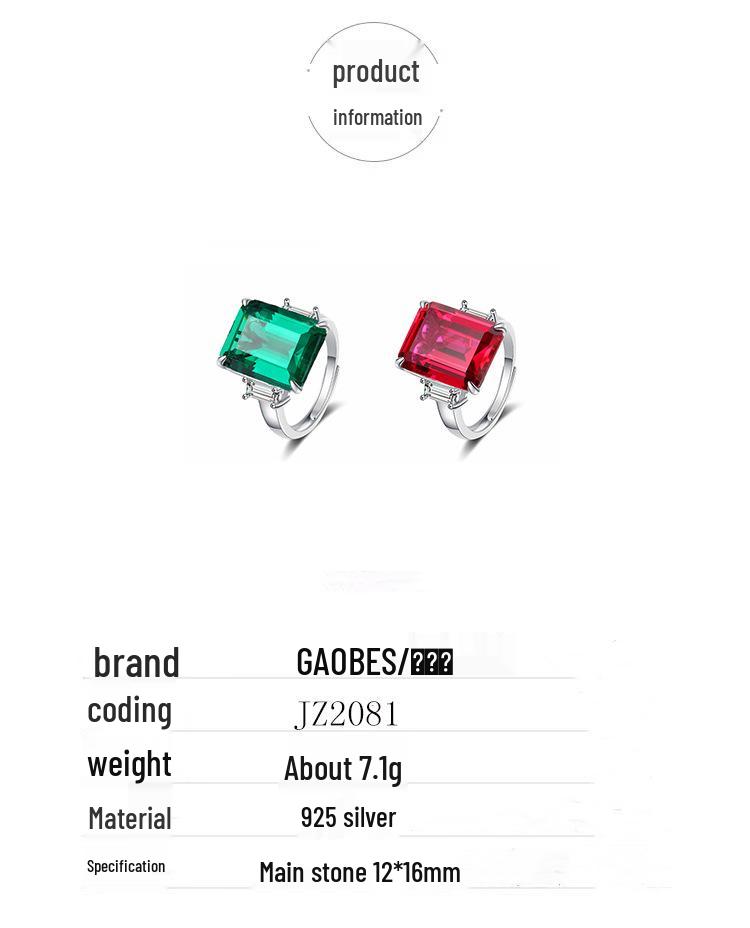 Elegant S925 Sterling Silver Emerald & Simulated Pigeon Blood Red Ring | Women's Fashion Statement