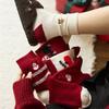 Cashmere Socks, Cartoon Embroidered Mid-calf Socks, Thick and Warm Wool Red Christmas Socks for Autumn and Winter