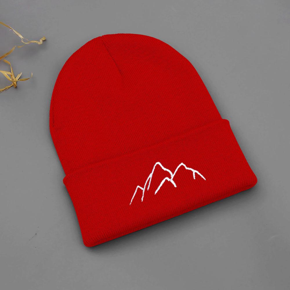 Winter Beanie Hats for Men Women Mountain Style Knit Cuffed Beanie Skull Cap Outdoor Daily Wear