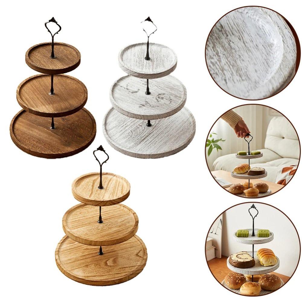Decorative Wooden Cupcake Stand 2/3-Layer Cake Serving Tray Cupcake Holder Shelf  Dried Fruit