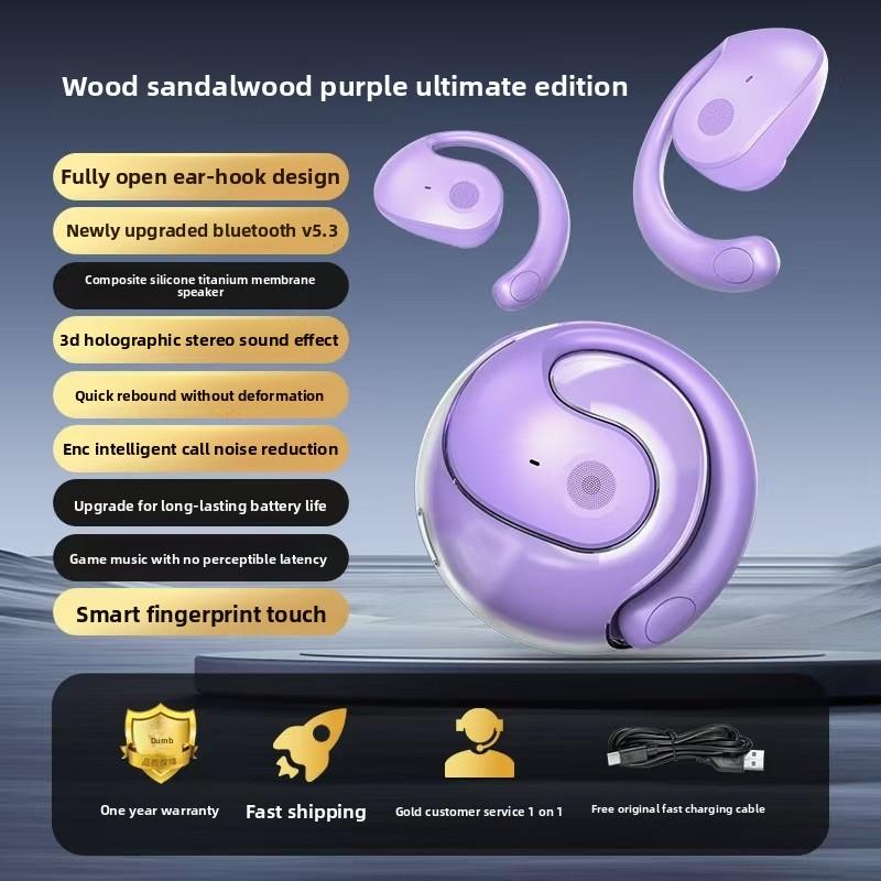 

OWS Wireless Bluetooth Earbuds Luxurious Sound for Music & Phone Calls Sport Headsets With Call Noise Canceling Mic Small Purple Yeah Ball Mo