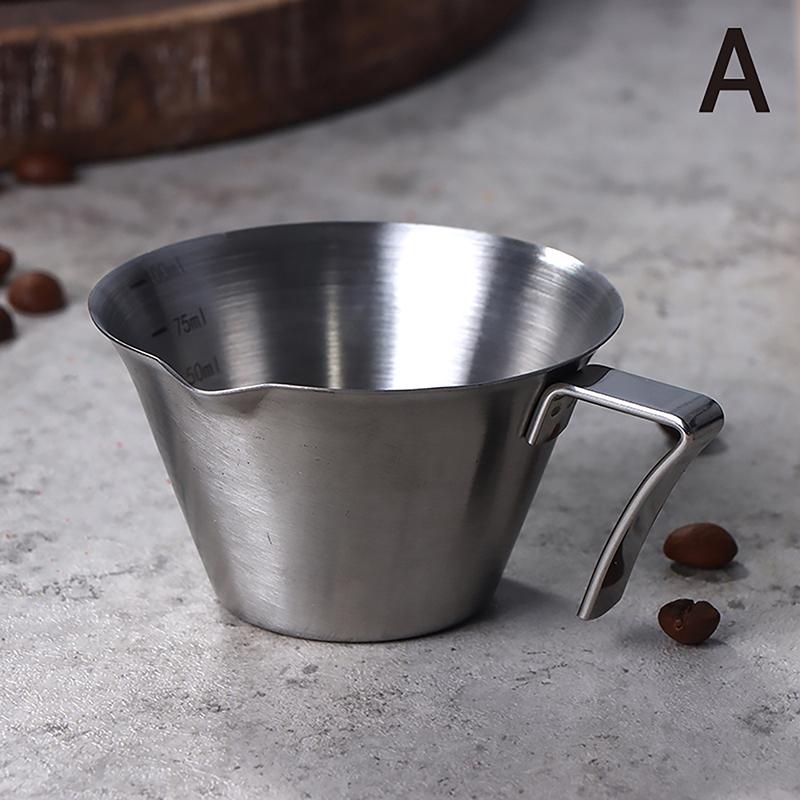 1Pc 100Ml Espresso Measuring Cup With Handle Stainless Steel Coffee Shot Coffee Pouring Cup Home Kitchen Measuring Accessories