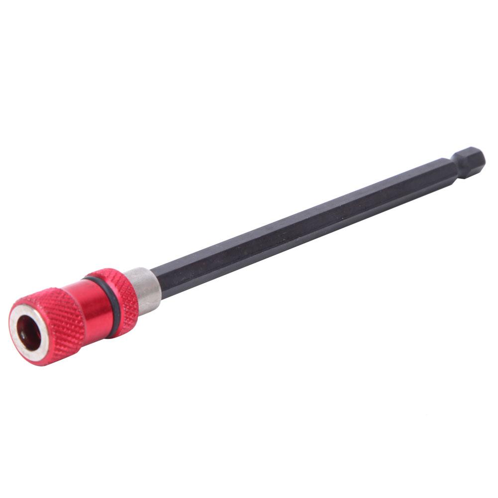 Red Stainless Steel Screwdriver Bit Holder 1Celsius4-Inch Quick Release Magnetic Extension Rod