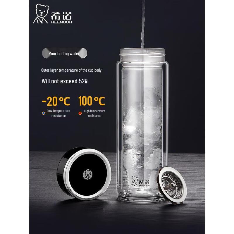 Heenoor Double-Layer Glass Tea Mug with Filter