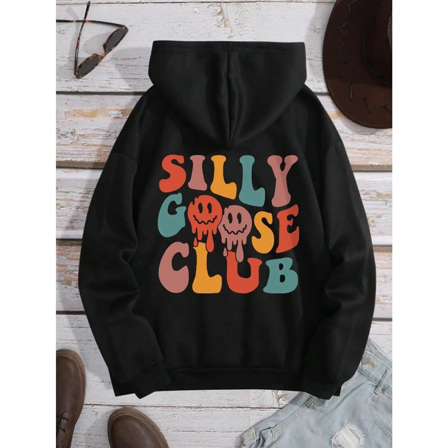 

Толстовка с капюшоном Silly Goose Club Letter Graphic для мужчин, винтажная, с круглым вырезом, осенняя, большого размера, с капюшоном, удобная для мужчин 3XL