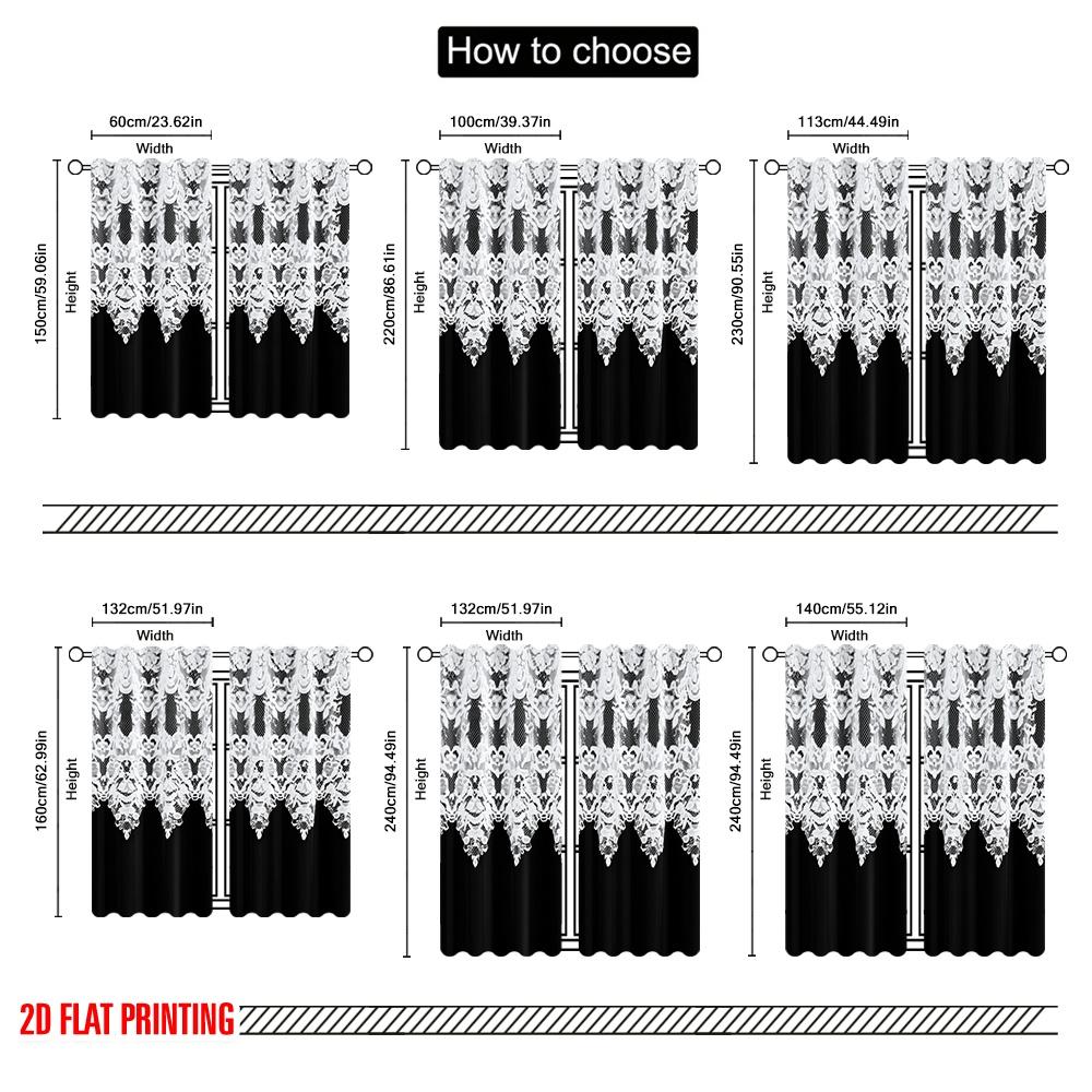 2 szt., druk płaski 2D Zasłony Rolety Koronka Elegancja Poliester Tkany (bez pręta) Art Deco Świąteczne Użycie do Sypialni &