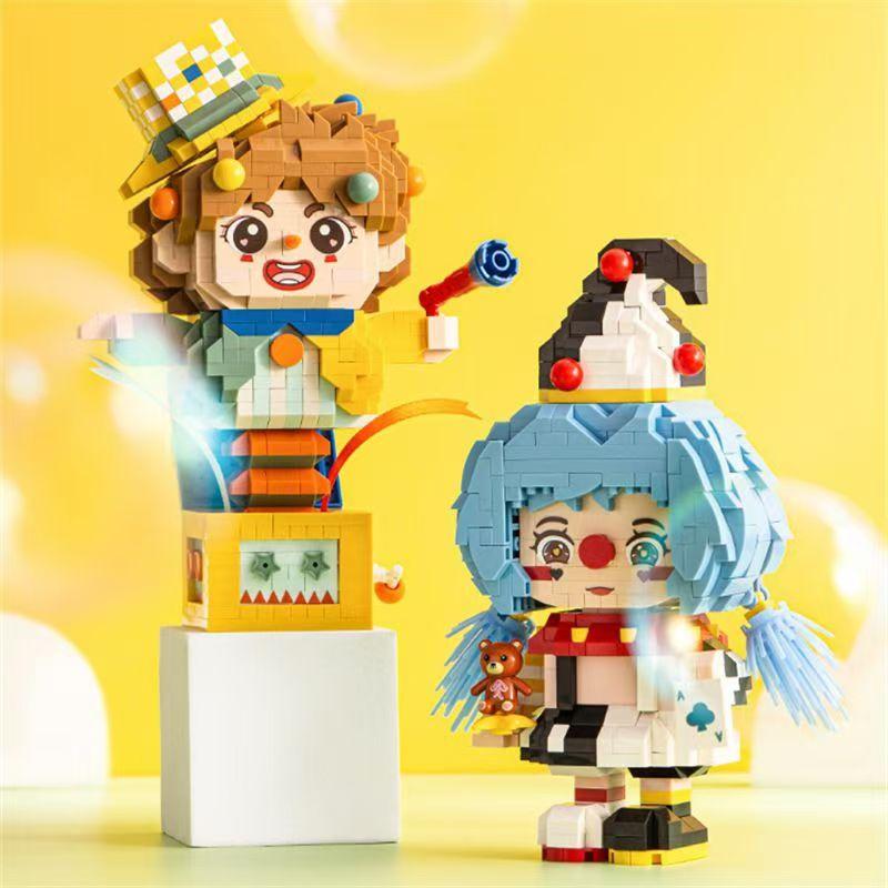 Idea Amusement Park Micro Diamond Block Carnival Joker Building Bricks Surprise Party Clown Toys Figure Nanobrick For Kids Gifts